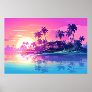 Póster El paisaje de la playa tropical