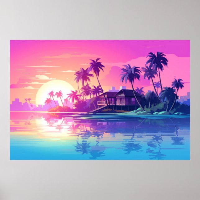Póster El paisaje de la playa tropical (Frente)