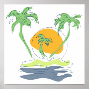 Póster El paisaje de las playas de las islas tropicales. 