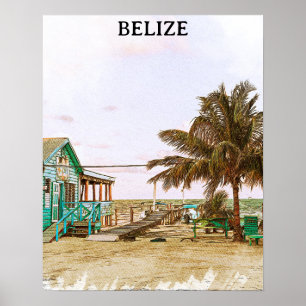 Póster El paisaje de playa del Caribe de Belice