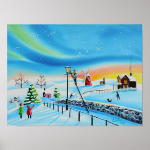 Póster El paisaje Gordon Bruce del invierno del farolero