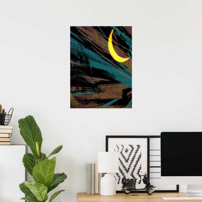 Póster El paisaje lunar del cielo nocturno (Oficina en casa)