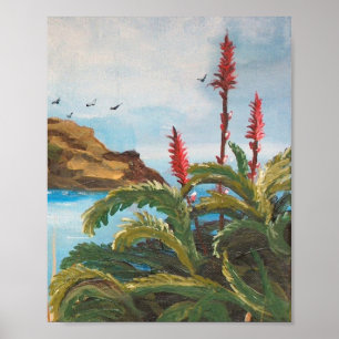 Póster El paisaje marino con una isla de Anicha. Adorno d