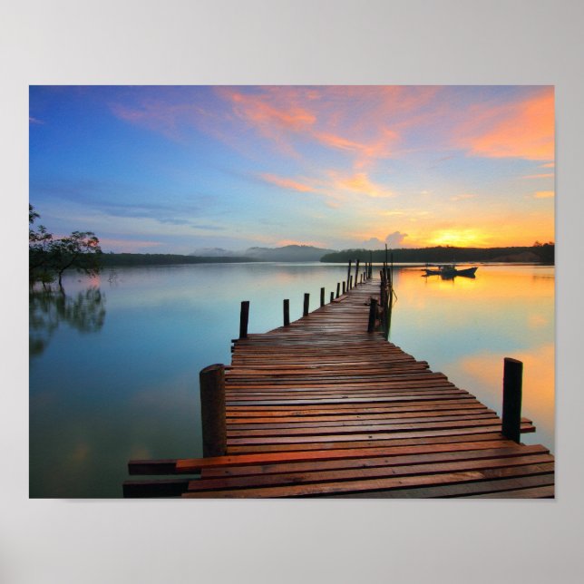 Póster El paisaje marino de enredos de madera en el color (Frente)