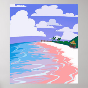 Póster El paisaje marino de la playa tropical de arena ro