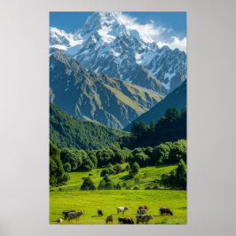 Póster El paisaje natural de Nueva Zelanda: Una vista dis