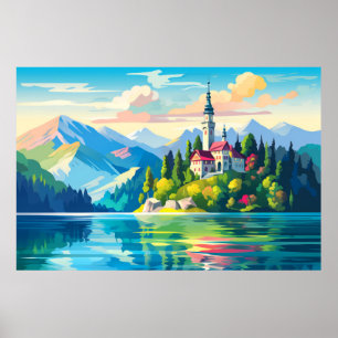 Póster El paisaje paisajístico de la arquitectura panorám