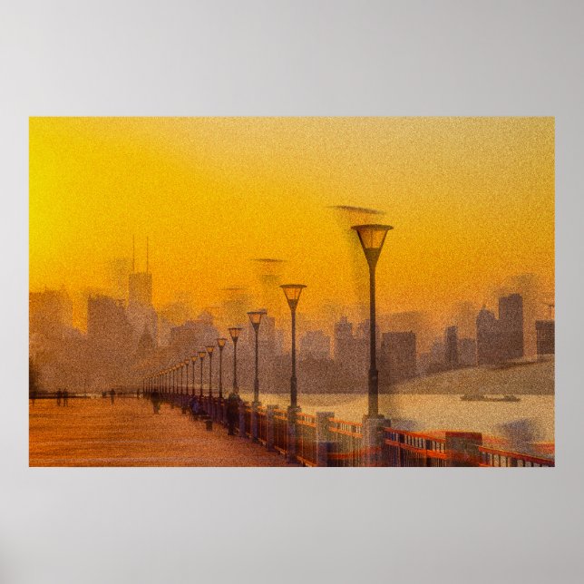 Póster El paisaje urbano al atardecer (Frente)