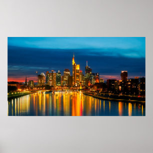 Póster El paisaje urbano de Frankfurt Alemania de noche