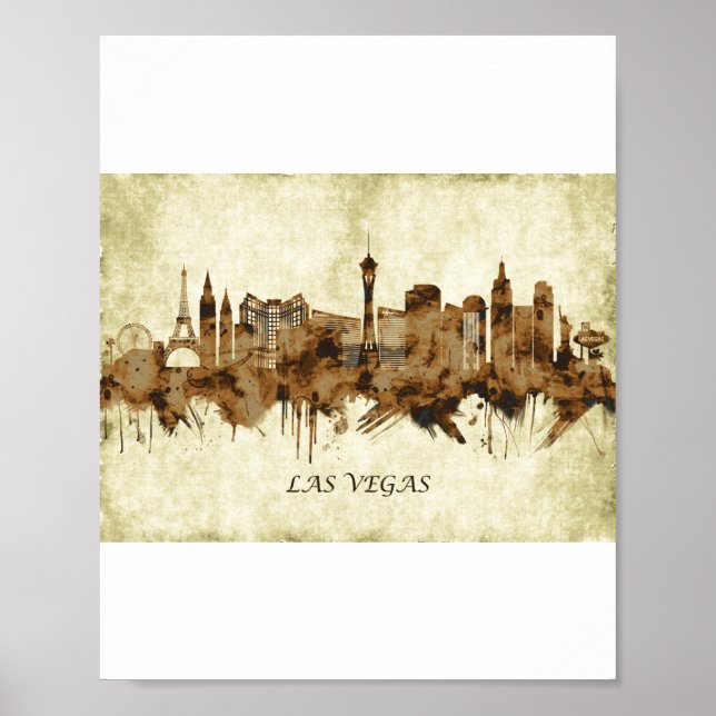 Póster El paisaje urbano de Las Vegas Nevada (Frente)