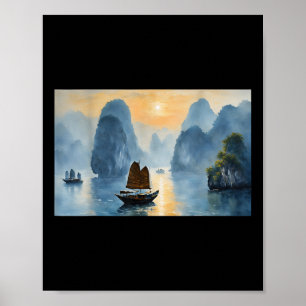 Póster El paisaje vietnamita de los hombres Ha Long Bay D
