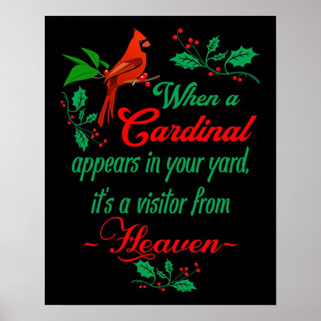 Póster El pájaro cardinal rojo - Navidades citan al Poste (Frente)