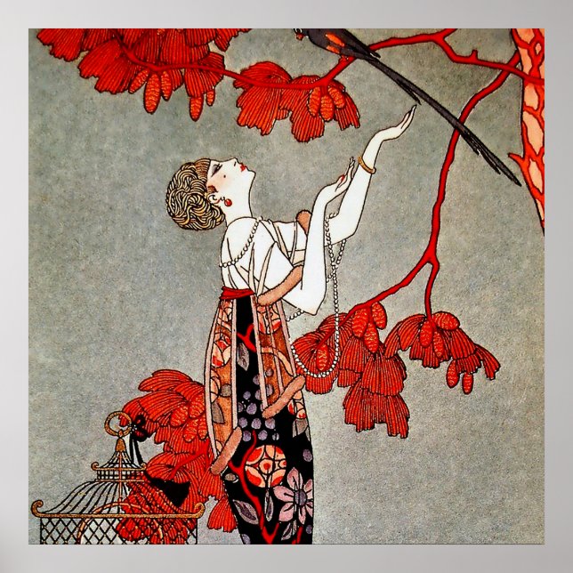 Póster El pájaro veleidoso de George Barbier (Frente)