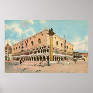 Póster El palacio del dux de Venecia de la acuarela del