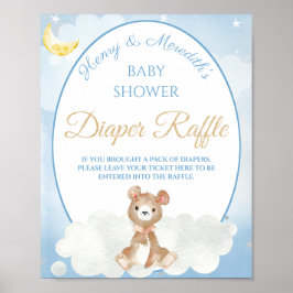 Póster El pañal Baby Shower de Teddy Bear Boy