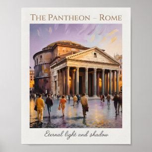 Póster El Panteón Roma Italia Acuarela Vintage Viajes