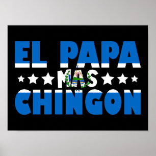 Póster El Papa Mas Chingon El Salvador Bandera Papá Funny