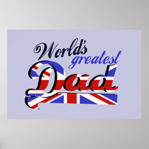 Póster El papá más grande del mundo con bandera inglesa