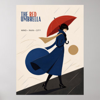 Póster el paraguas rojo