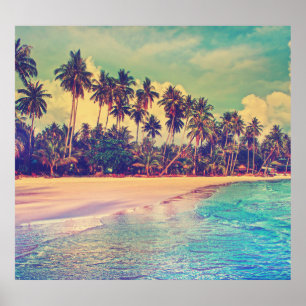 Póster El paraíso tropical: mar, hotel, playa.