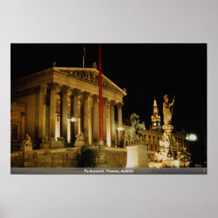 Póster El parlamento, paso actual de Viena, Austria: el
