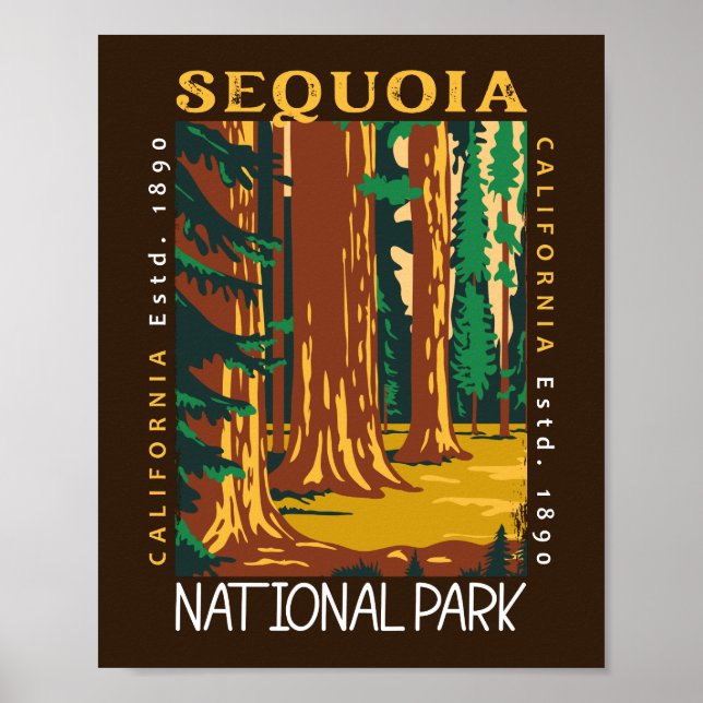 Póster El Parque Nacional Sequoia, California, con proble (Frente)