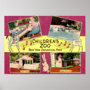 Póster El parque zoológico de los niños, parque zoológico