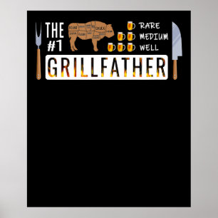 Póster El parrillador medio raro Amantes de barbacoa