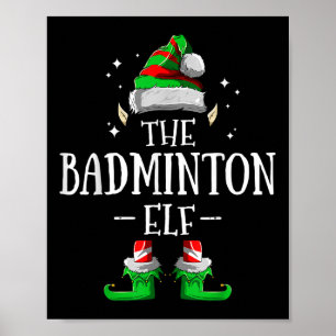 Póster El partido de bádminton elfo familiar de Navidad