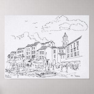 Póster El paseo marítimo de Saint-Tropez  Riviera frances