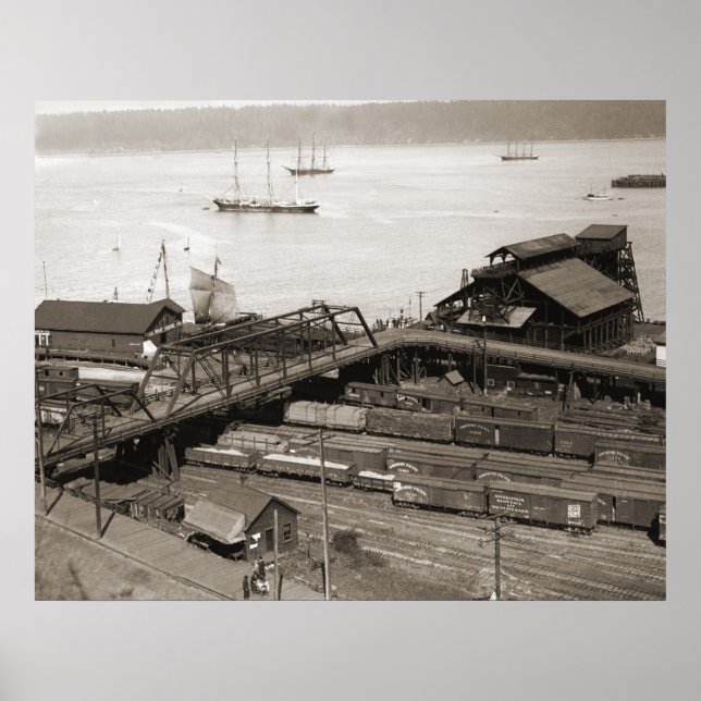 Póster El paseo marítimo de Tacoma desde la vía del estad (Frente)