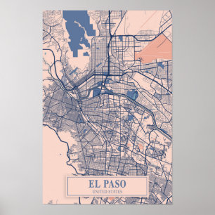 Póster El Paso Estados Unidos Mapa de la ciudad ventosa V