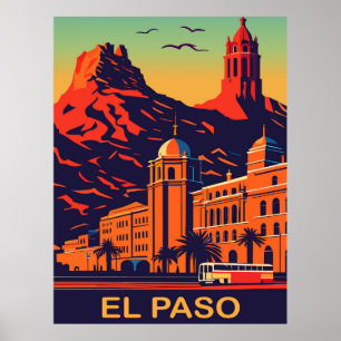 Póster El Paso, Texas, Atardecer Sobre las Montañas, Viaj