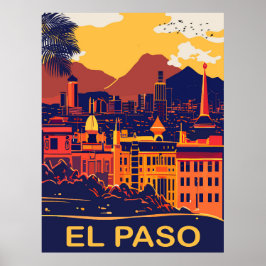 Póster El Paso, Texas, paisaje urbano, viaje