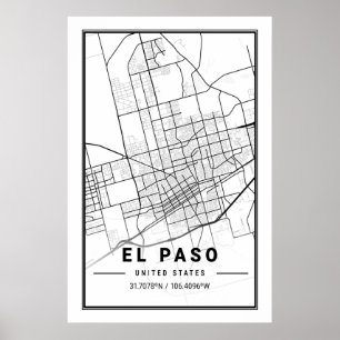 Póster El Paso Texas USA City Travel City Map