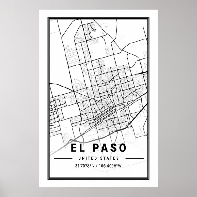 Póster El Paso Texas USA City Travel City Map (Frente)