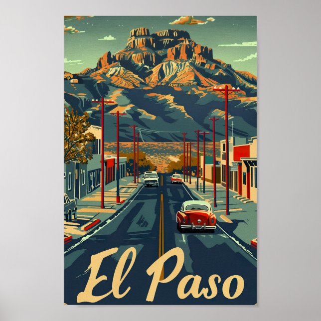 Póster El Paso Texas USA Famoso lugar de viaje (Frente)