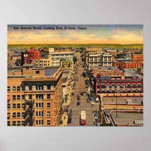 Póster El Paso, Texas, vista de ojos de pájaro, cosecha