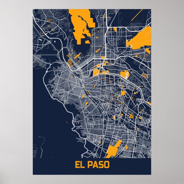 Póster EL Paso - United States Bluefresh City Map (Frente)