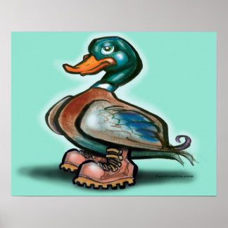 Póster El pato en los botes de trabajo