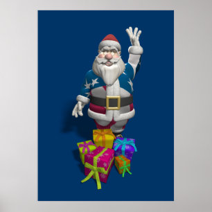 Póster El patriótico Santa Claus de Estados Unidos