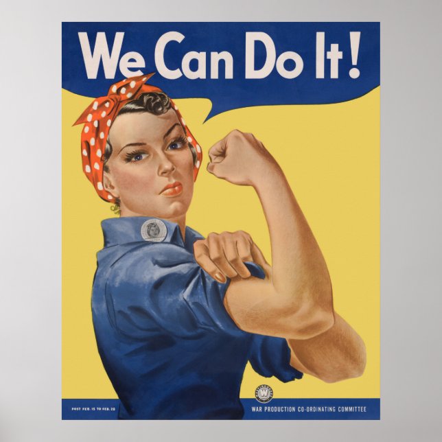 Póster El patriótico vintage Rosie the Riveter, ¡Podemos  (Frente)