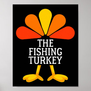 Póster El Pavo De Pesca Divertido Día De Acción De Gracia