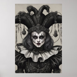 Póster El payaso de los bromistas en blanco y negro