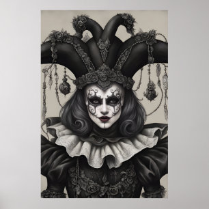 Póster El payaso de los bromistas en blanco y negro