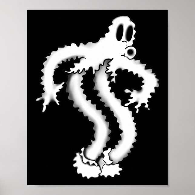 Póster El payaso fantasma Shaky Spooky Blackwork (Frente)