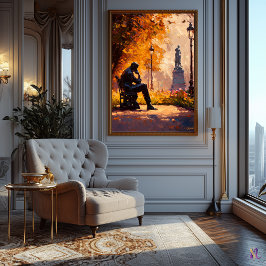 Póster El Pensador Inspirado en el Impresionismo en Otoño