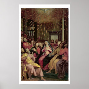 Póster El Pentecost, c.1598 (aceite en el panel)