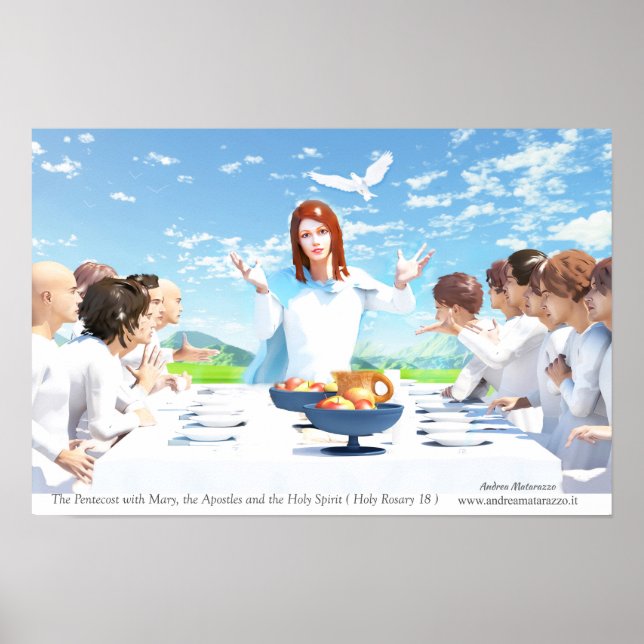 Póster El Pentecostés - María, Apóstoles y el Espíritu Sa (Frente)