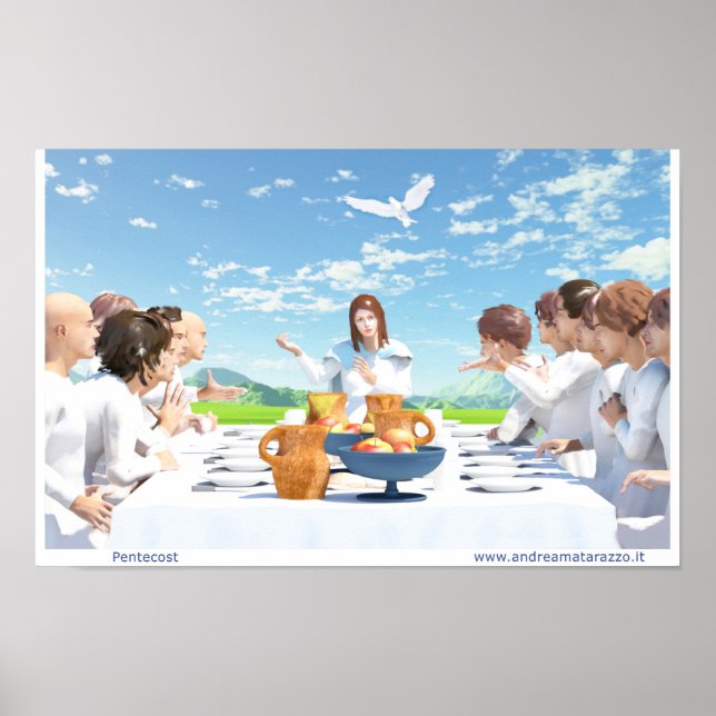Póster El pentecostés (María con los apóstoles) (Frente)